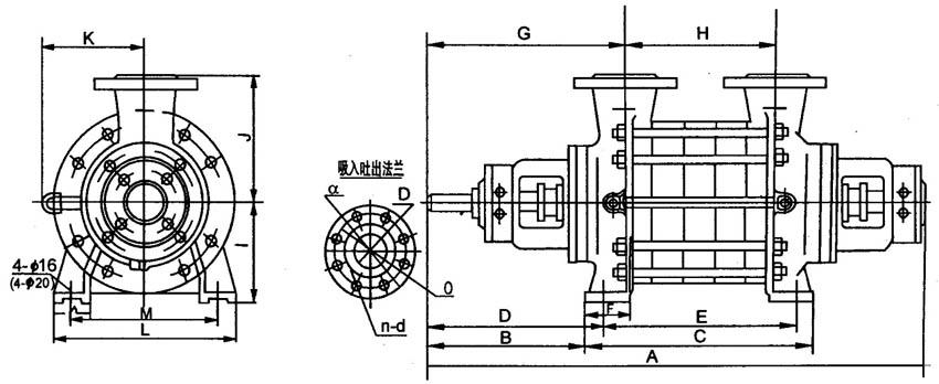 2.5GC-3.5、4GCGC型臥式多級(jí)離心泵外型尺寸圖